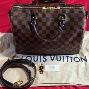 Authentic & Pristine Louis Vuitton Speedy 30 Bandouliere in Damier Ebene Canvas